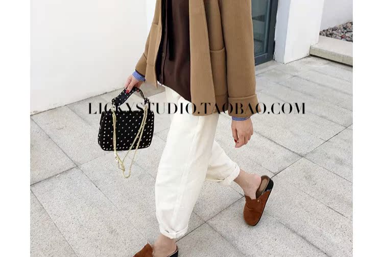 LS ~ Cổ điển Pháp ~ Nhỏ thanh lịch ~ Khaki ngắn tay len với áo khoác cashmere áo dạ nữ đẹp