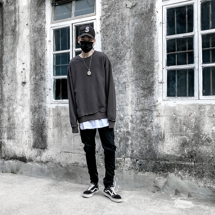 OVERSIZE lỏng thương hiệu áo khoác đường phố cao cũ đã gội sạch phần tóc mỏng phần bF gió 侃 với áo len nam và nữ áo hoodie cộc tay