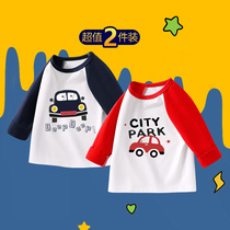 Childrens autumn clothes one-year-old boy pure cotton T-shirt 2 baby long sleeve blouse blouse with undershirt baby spring and autumn clothes