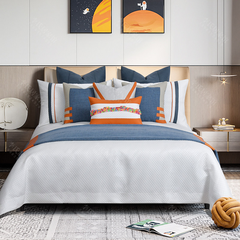 Model room soft fittings cute blue multi-piece soft fittings show young children's model room bedding