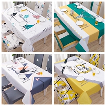 Dining table chair cover cover tablecloth set waterproof Net red Nordic light luxury chair cushion backrest integrated tablecloth stool cover
