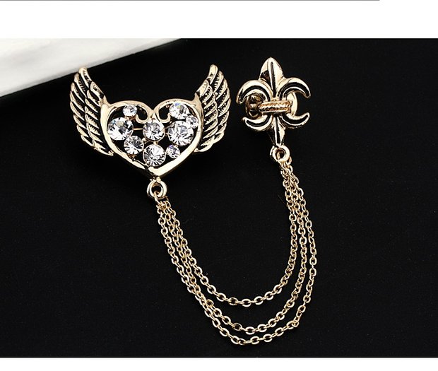 Đôi cánh thiên thần Hàn Quốc trâm cài chuỗi tua rua pin cổ áo kim mẹ chuỗi nhỏ phù hợp với nam và nữ zip - Trâm cài ghim cài áo vest nam