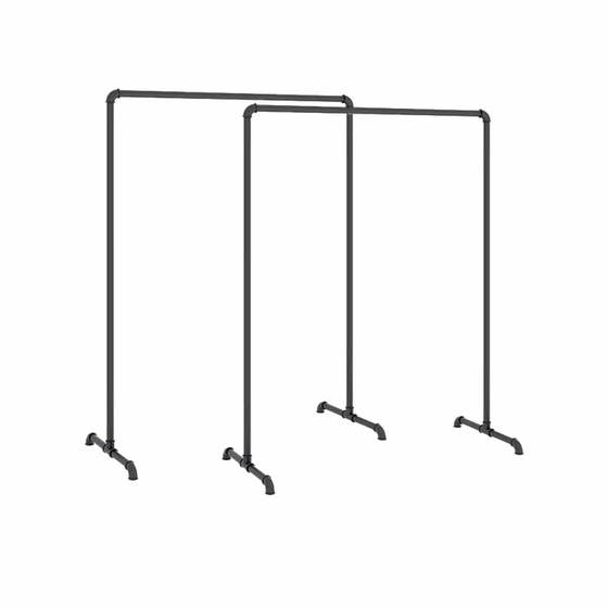 대담한 물 파이프 옷 걸이 검은 바닥 스탠딩 침실 더블 레이어 옷 랙 옷가게 간단한 가정용 옷 건조 랙