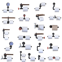 Retro hose loft Bar Cafe KTV home improvement American industrial adhesive hook rack toilet paper towel holder