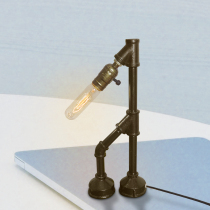 LOFT Creative Water Pipe Decorative Lights Retro Industrial Wind Bedroom Coffee Personality Restaurant Knob Switch Iron Art Table Lamp