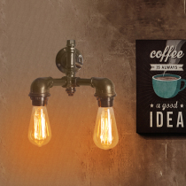 Loft Creative Personality Double Light Bulb Balcony Wall Lamp Wall Lamp American Cafe Restaurant Tea Room Iron Art Decoration Lamps