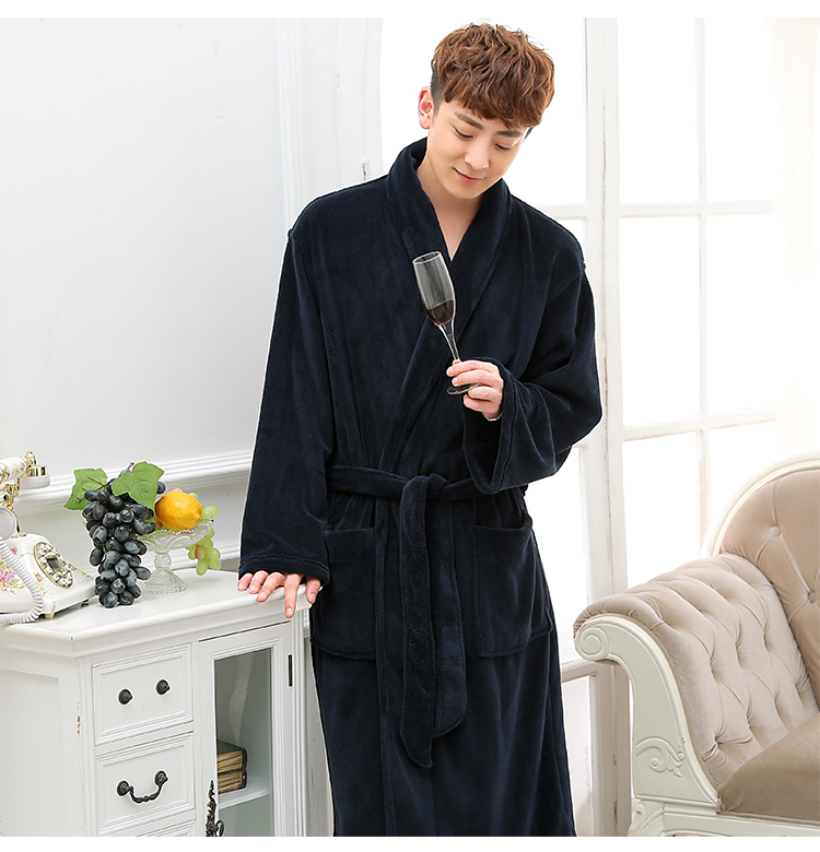 Mùa thu và mùa đông áo choàng dày flannel nam cộng với phân bón để tăng 200 kg áo choàng dày ấm ấm dịch vụ nhà ấm áp đồ ngủ trẻ em