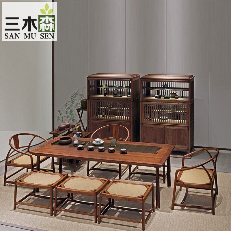 New Chinese tea table and chairs combined modern Chinese imitation ancient Zen Yigong Tea Table Famous Hotel Like Hotel Decent Board House Furniture