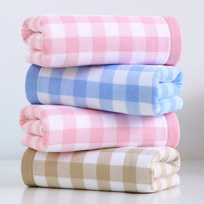 Gauze Towel Pure Cotton Face Wash Household Absorbent Lint-Free All-Cotton Men and Women Bath Towel Plaid 2026 New Model