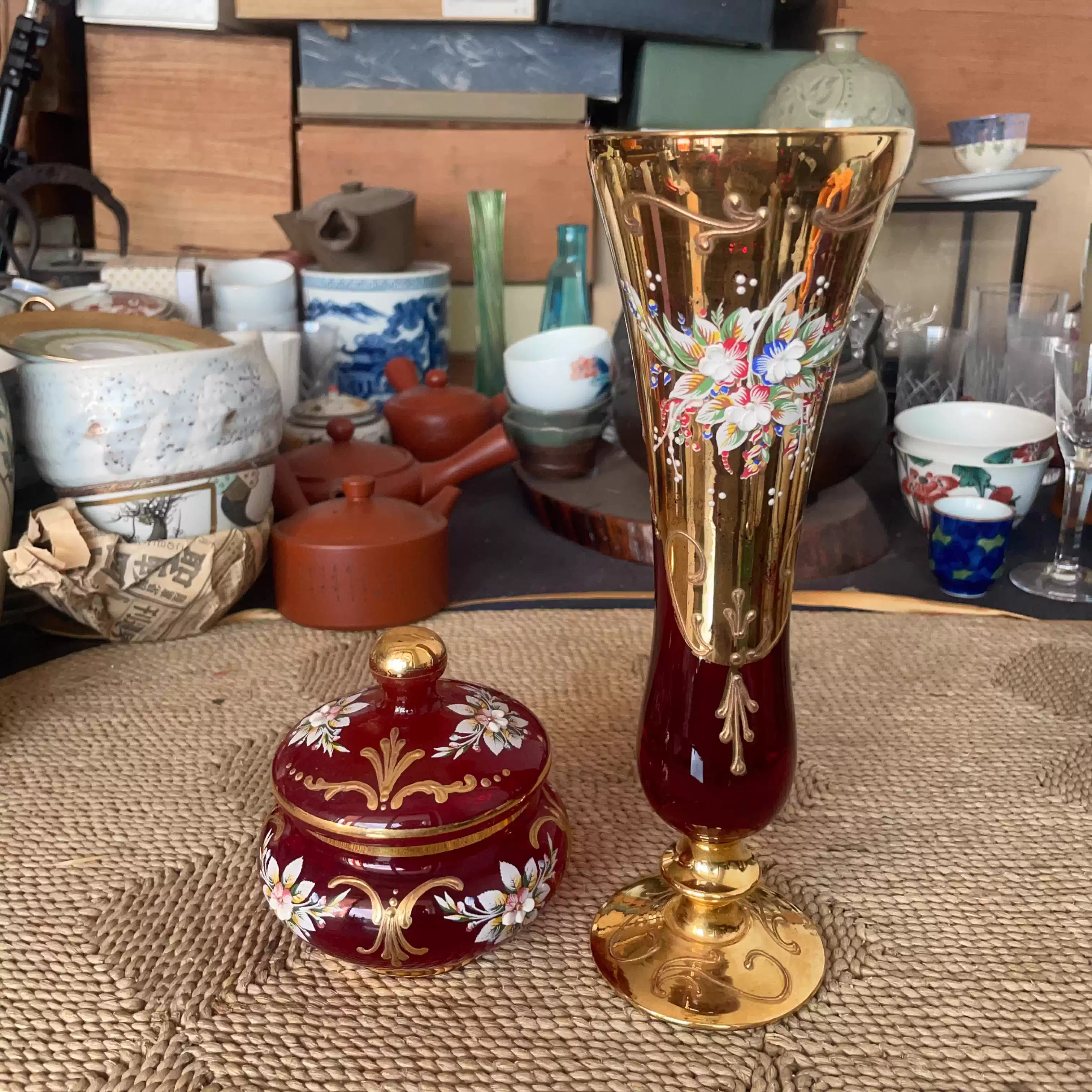 日本製花瓶深川制大倉陶園香蘭社銅製竹編備前燒七寶燒-淘寶Taobao | 天