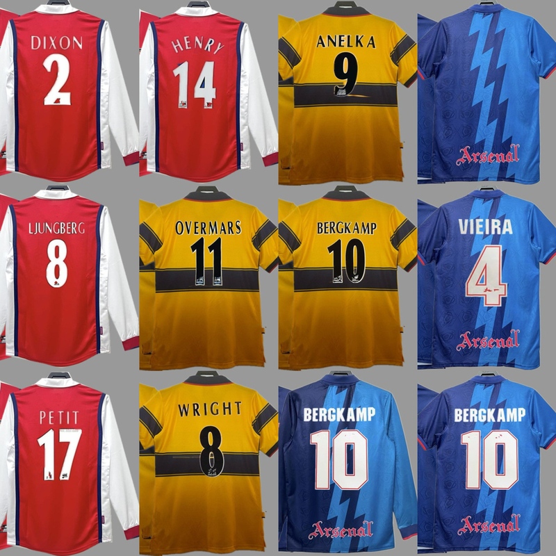 Arsenal N Retro Jersey Football Uniform Vieira Bergkamp Pires Henry Wright Aneka Jersey