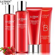 Lan Kexin Red Pomegranate 4-piece White Hydrating Facial Cleanser Toner Lotion Bb Cream Shine Skin Moisturizing Concealer