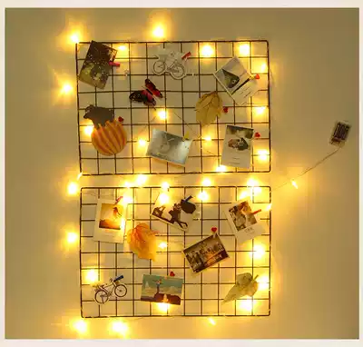 ins wind grid Photo wall Photo wall shelf Room bedroom layout Punch-free background wall decoration