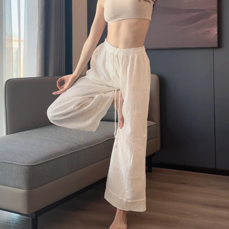 Bali Yoga Pants for Women, New High-Waisted Drapey Drawstring Casual Sports Long Pants, Spring and Autumn Straight Loose Wide-Leg Pants