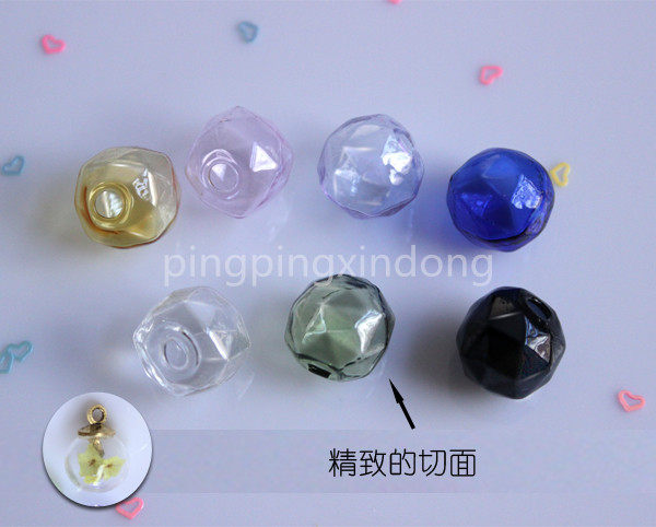 Multiple faceted balls color one hole hollow glass ball handmade diy necklace hand accessories