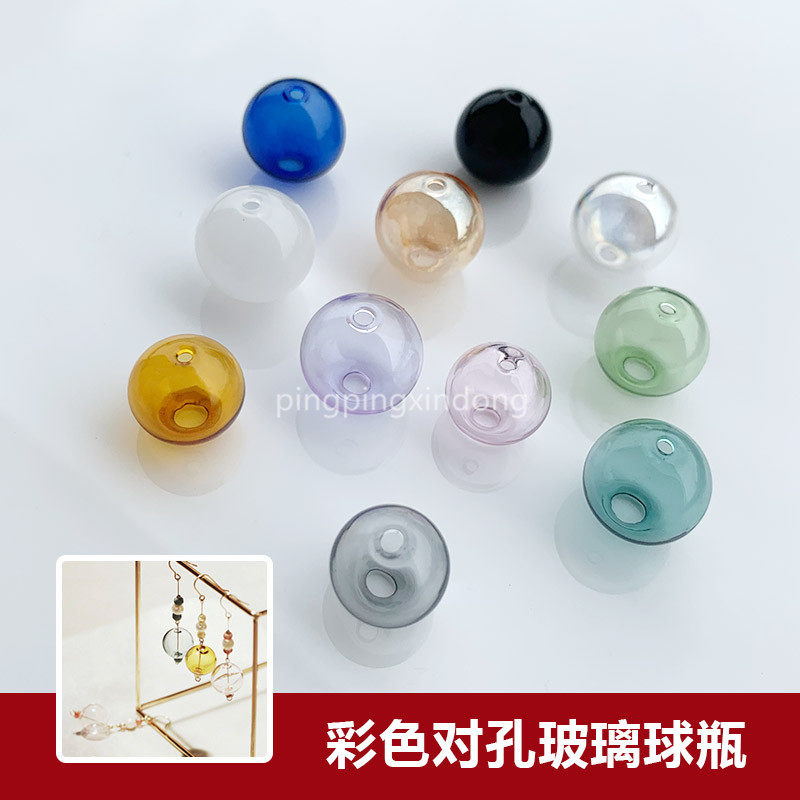 Manufacturer Direct Sales Color Double Hole Glass Ball Time Gem Water Crystal Ball Diy Hand Earrings Ornament Accessories-Taobao