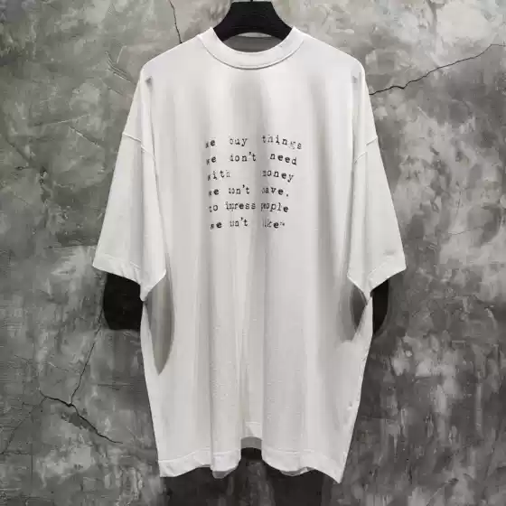 Vetements White Slogan T-Shirt 25Ss New Style We Buy Things Unisex Oversized Vtm Crew Neck Short Sleeve
