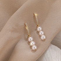 Hong Kong (designer) RVY 2021 New temperament pearl earrings French retro earrings earrings without ear clip