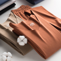 De velvet traceless thermal underwear mens set plus velvet thickened self-heating constant temperature cold-proof autumn clothes and trousers women winter