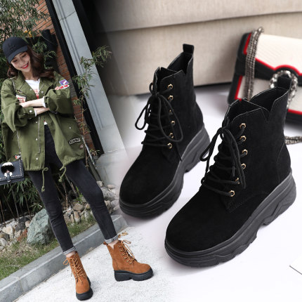 短靴女秋2018新款韩版百搭平底松糕鞋chic马丁