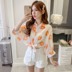 Ba màu mùa hè trắng mới cúc nhỏ in loose-fitting áo không khí sunbreaker voan cardigan đầu 