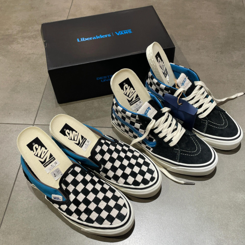 Vans Sk8 Slip-On X Liberaiders Thousand Paper Cranes Unisex Checkerboard Casual Canvas Shoes