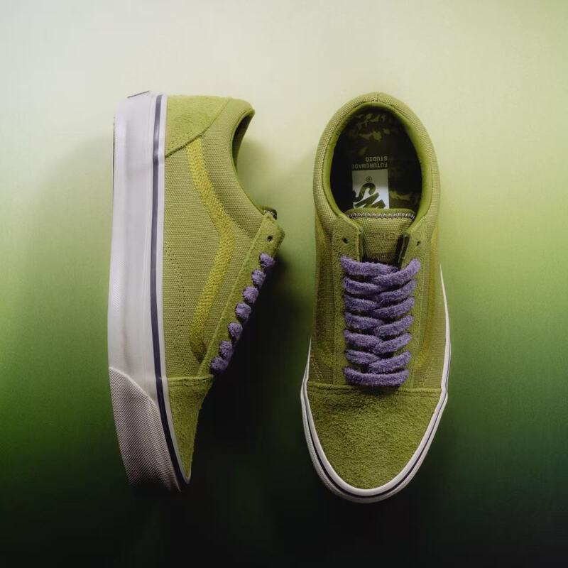 Vans Old Skool X Ftmd Little Kid Second Generation Green Men's and Women's Sports Casual Low-Top Canvas Skateboard Shoes