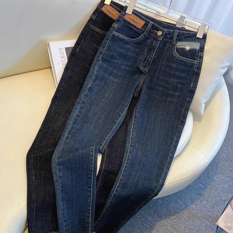 Jeans 2026 New Style Women's Spring and Summer High-Waisted Slim-Fit Thin Skinny Pants with Stretch Dark-Colored Frayed Hem Pencil Pants