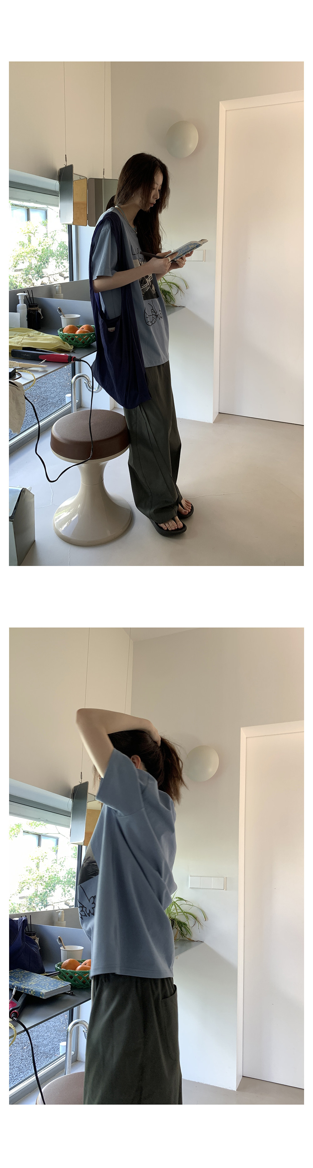 Hellooo Eat футболка с граффити принтом короткий рукав летняя круглый вырез свободная синяя хлопковая женская