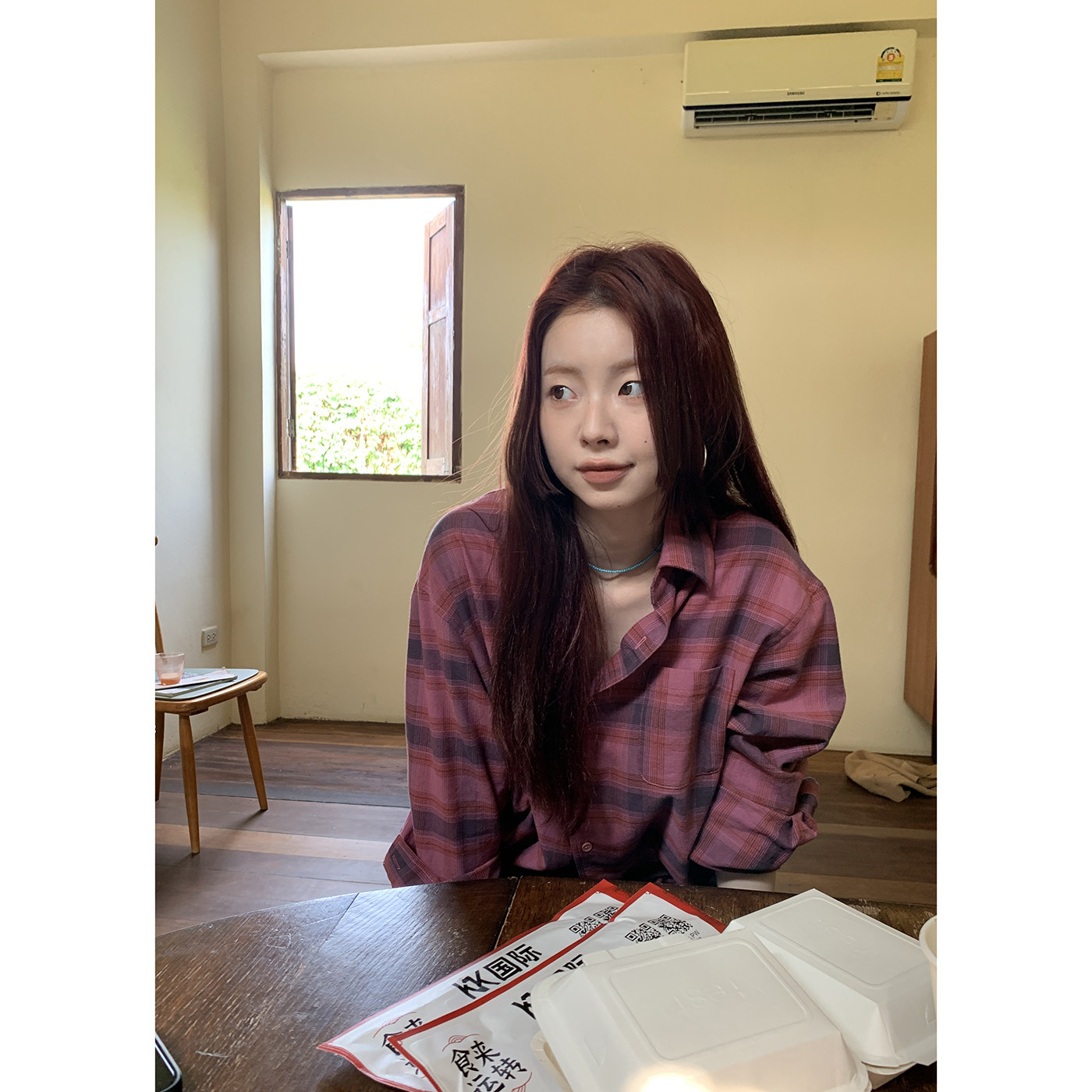 HelloooEat корейская хлопковая розовая клетчатая рубашка ретро американский свободный отложной воротник длинный рукав солнцезащитная куртка