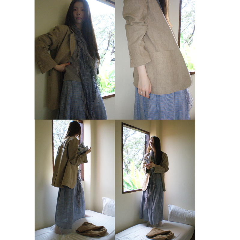 Helloooeat 55% Linen Tie-Dye Vintage-Style Blazer 2025 Elegant and Sophisticated Simple Suit