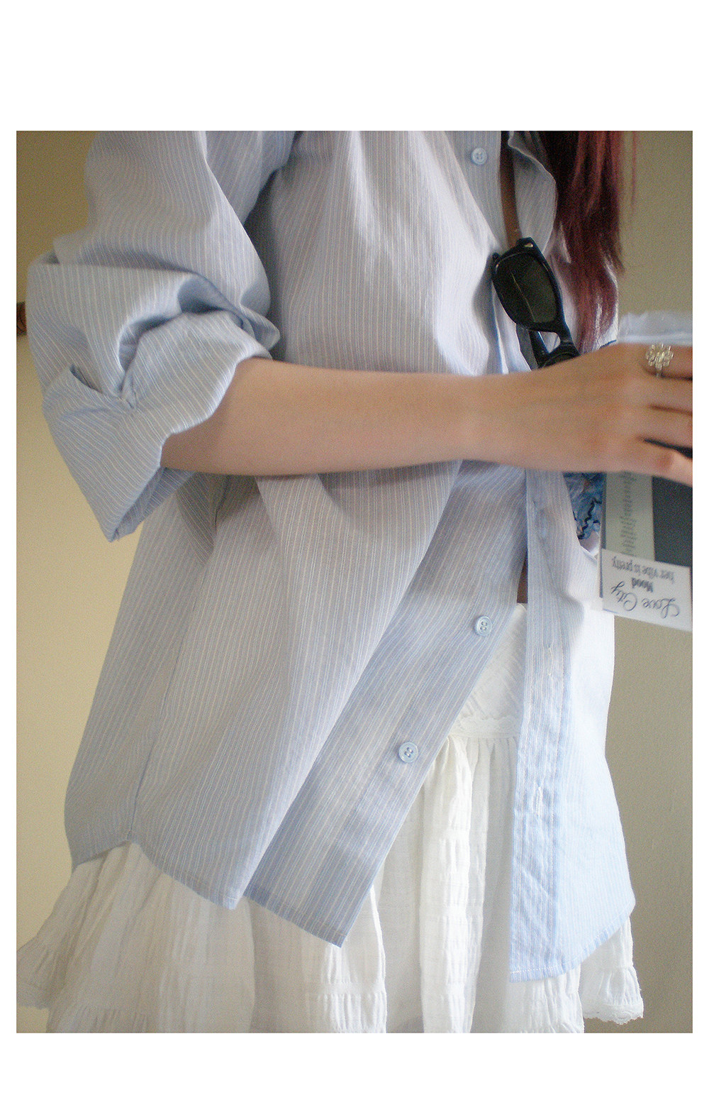 HelloooEat хлопковая легкая светло-голубая полосатая рубашка корейского стиля свободного кроя повседневная однобортная с длинными рукавами женская