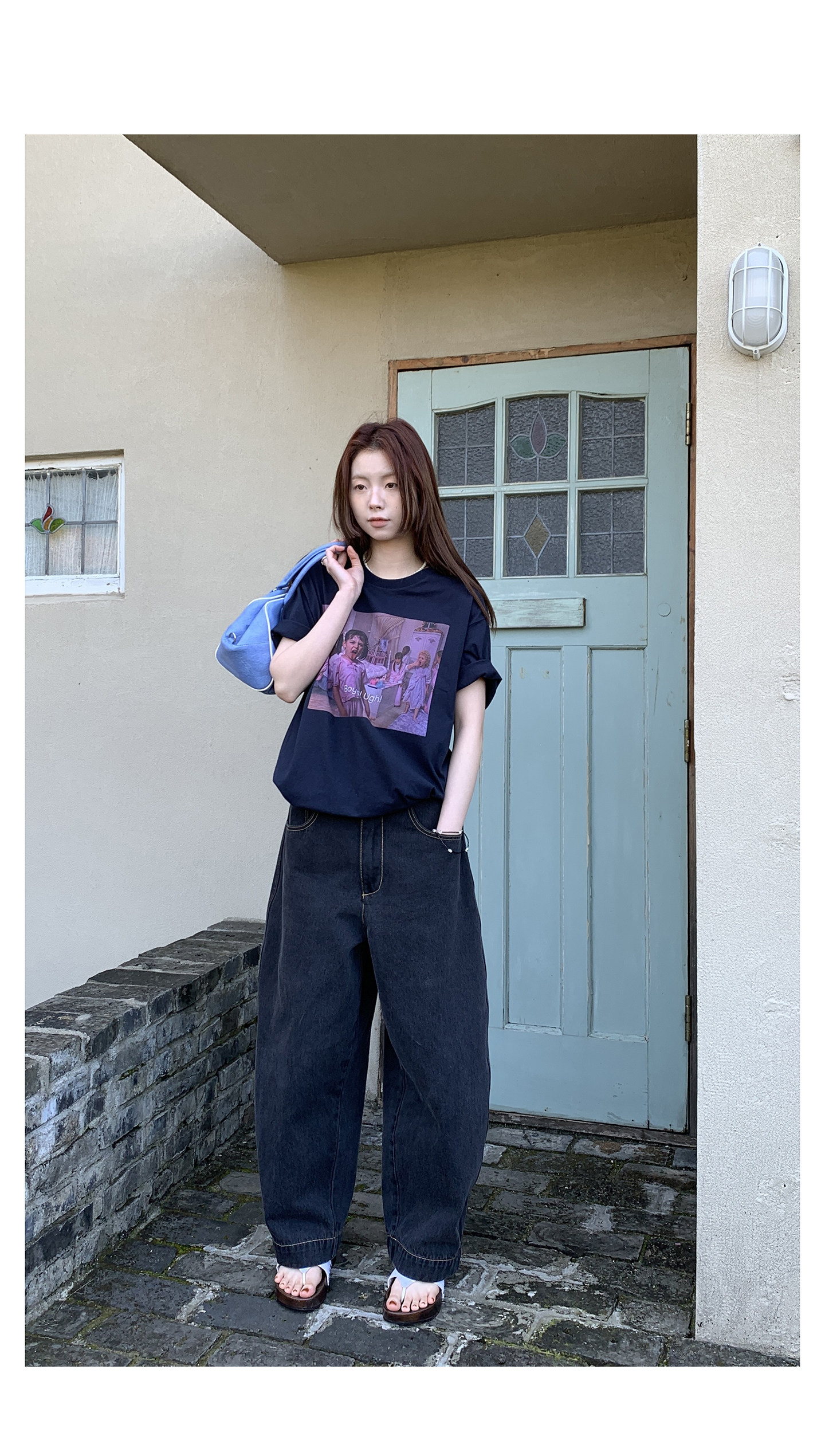 HelloooEat Винтажные джинсы с контрастной строчкой, свободные широкие женские брюки весна-лето