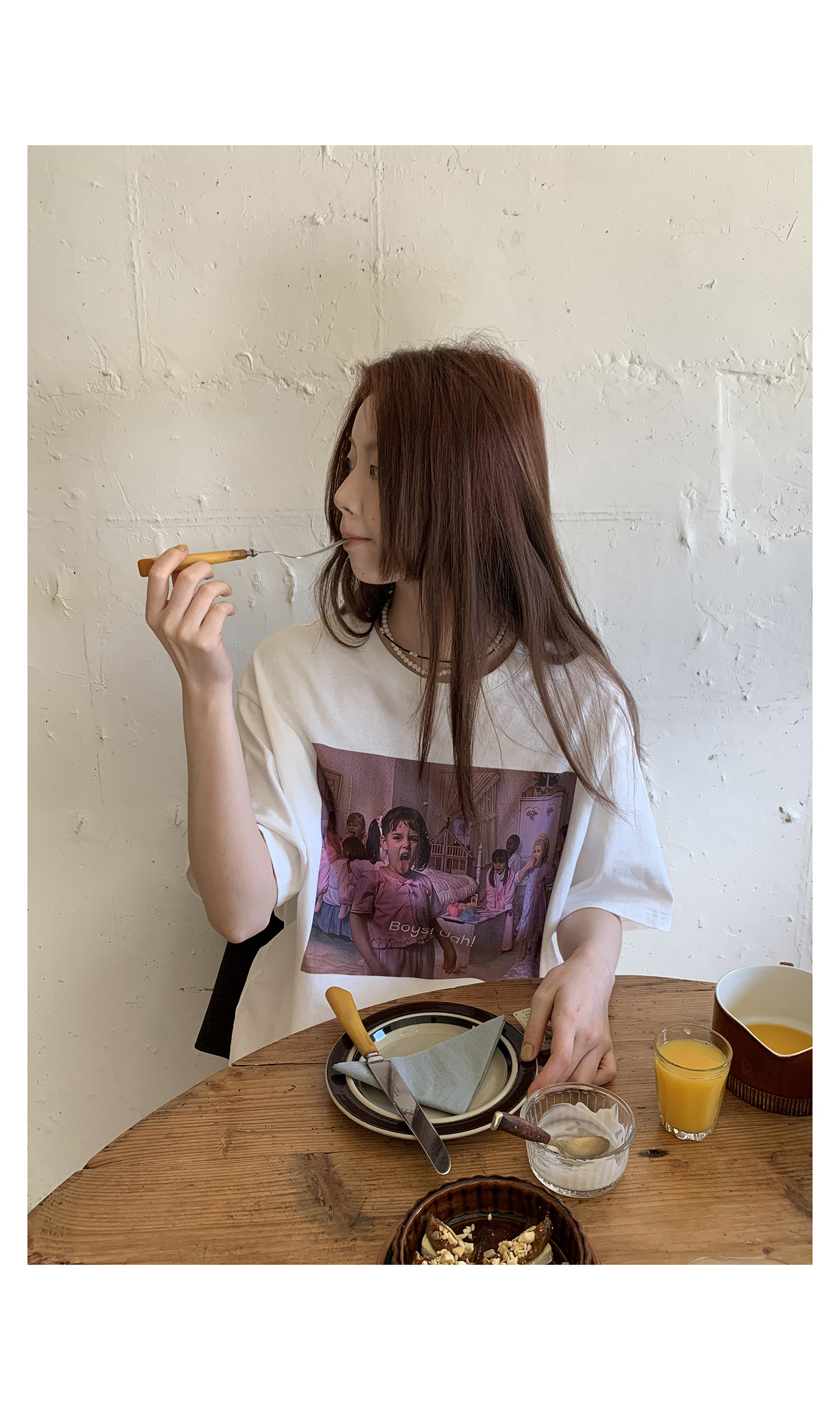 HelloooEat корейская футболка с принтом короткий рукав весенне-летняя круглый вырез повседневная универсальная