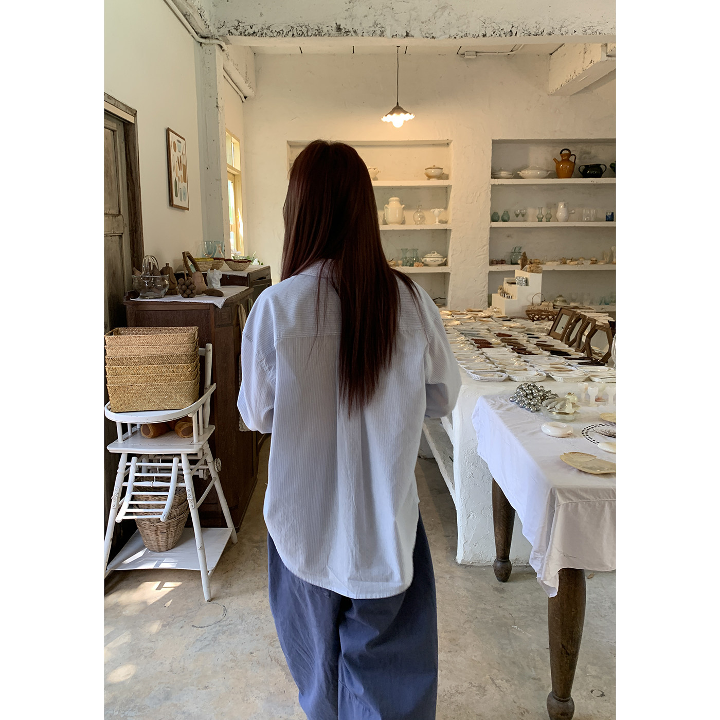 HelloooEat хлопковая легкая светло-голубая полосатая рубашка корейского стиля свободного кроя повседневная однобортная с длинными рукавами женская