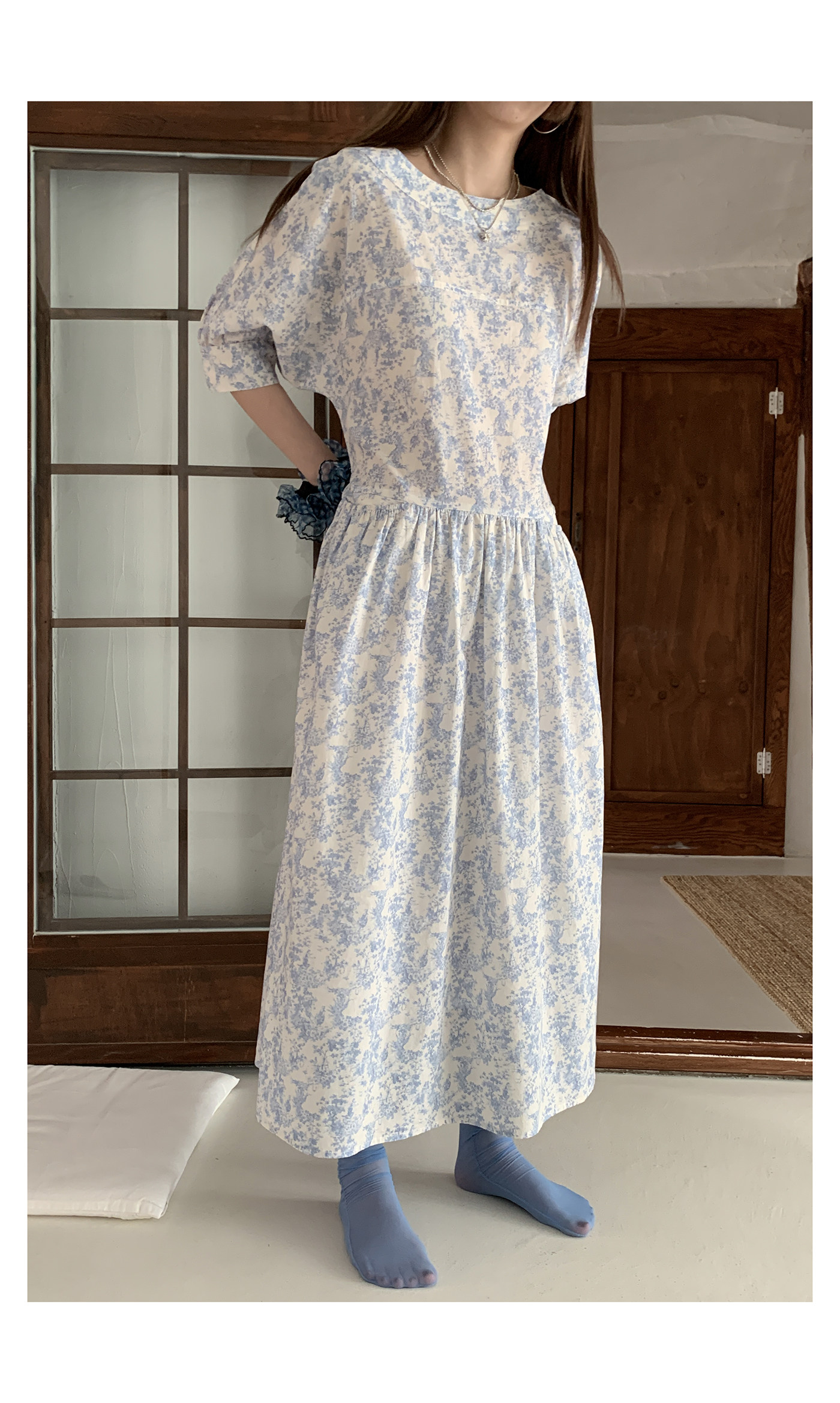 HelloooEat японское однотонное платье с открытыми плечами, нежное свободное платье с пышными рукавами и цветочным принтом средней длины