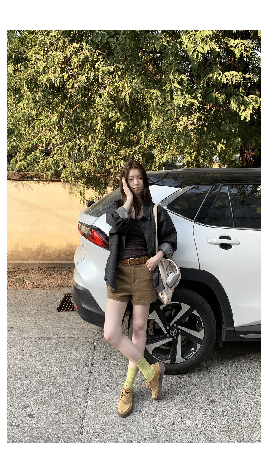 HelloooEat вельветовые шорты с карманами цвета хаки прямого кроя повседневные брюки