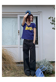 HelloooEat повседневная футболка с буквенным принтом, круглый вырез, стройнящая модель в стиле ins