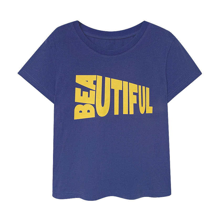 HelloooEat повседневная футболка с буквенным принтом, круглый вырез, стройнящая модель в стиле ins