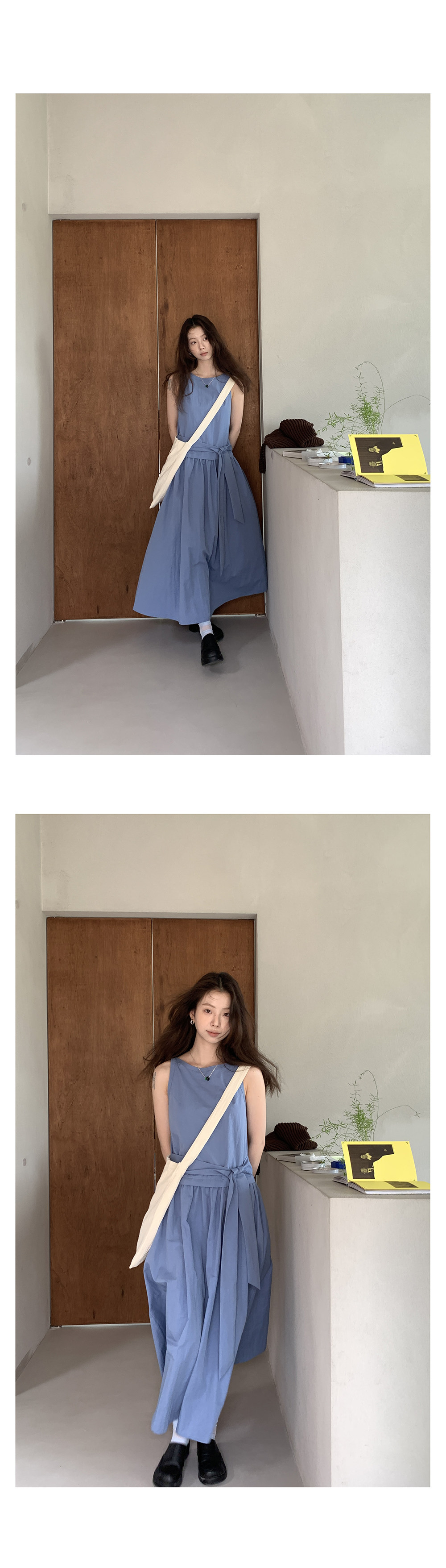 Hellooo Eat весенне-летнее новое платье без рукавов с круглым вырезом корейского стиля приталенное стройнящее сарафан средней длины