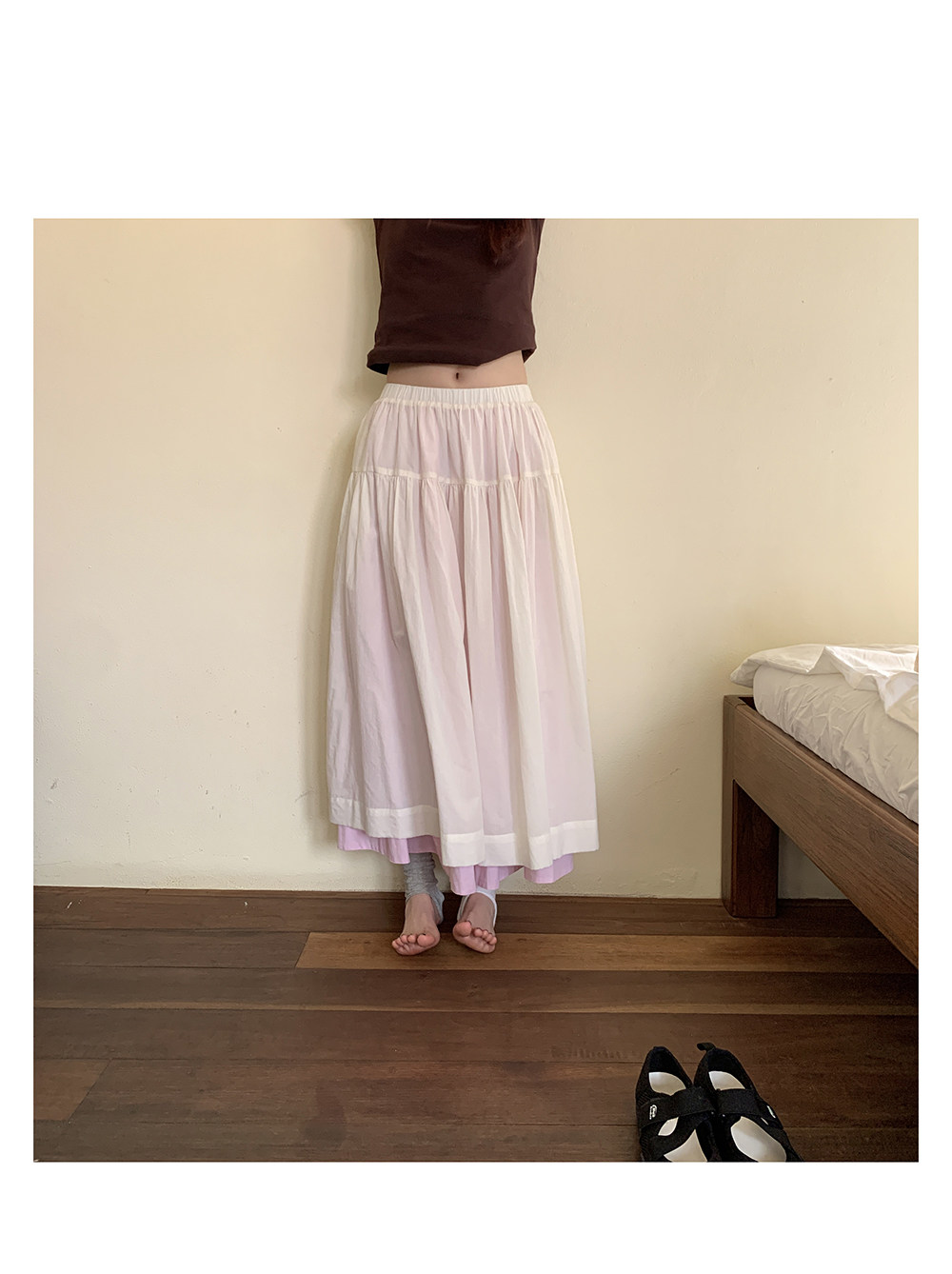 HelloooEat 100% длинноволокнистый хлопок мягкая двусторонняя юбка корейский стиль универсальная юбка средней длины