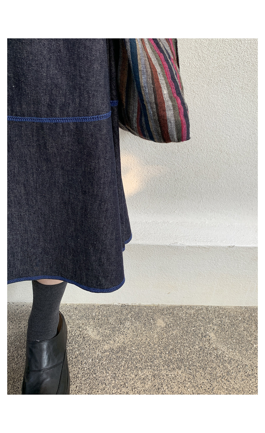 HelloooEat льняная юбка А-силуэта с контрастной отделкой джинсового цвета в винтажном стиле