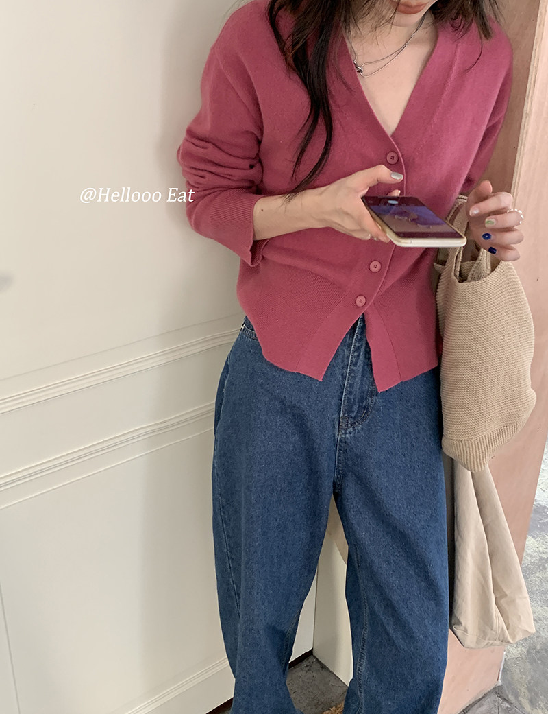 Helloo Eat conspicuous wool knit cardiovert cardiovert 2022 new autumn and winter long sleeve temperament sweater jacket