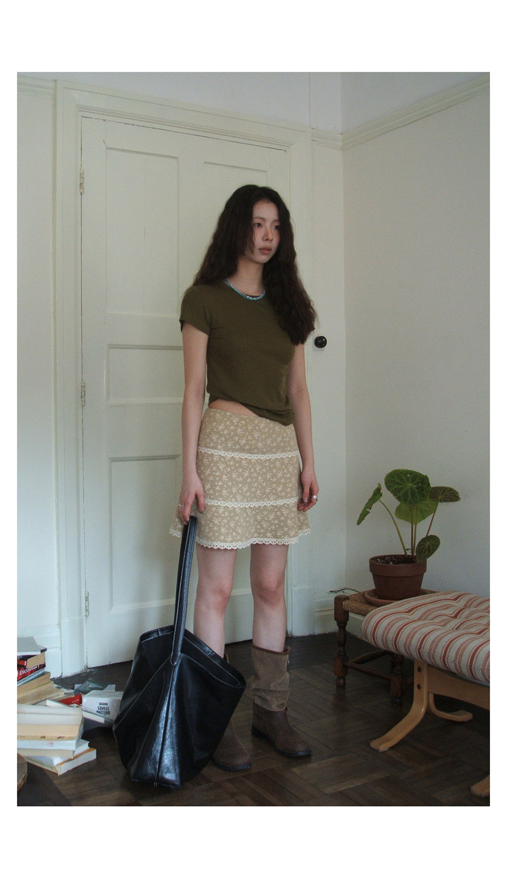 Hellooo Eat винтажная юбка-трапеция с цветочным принтом и кружевными вставками лето 2025