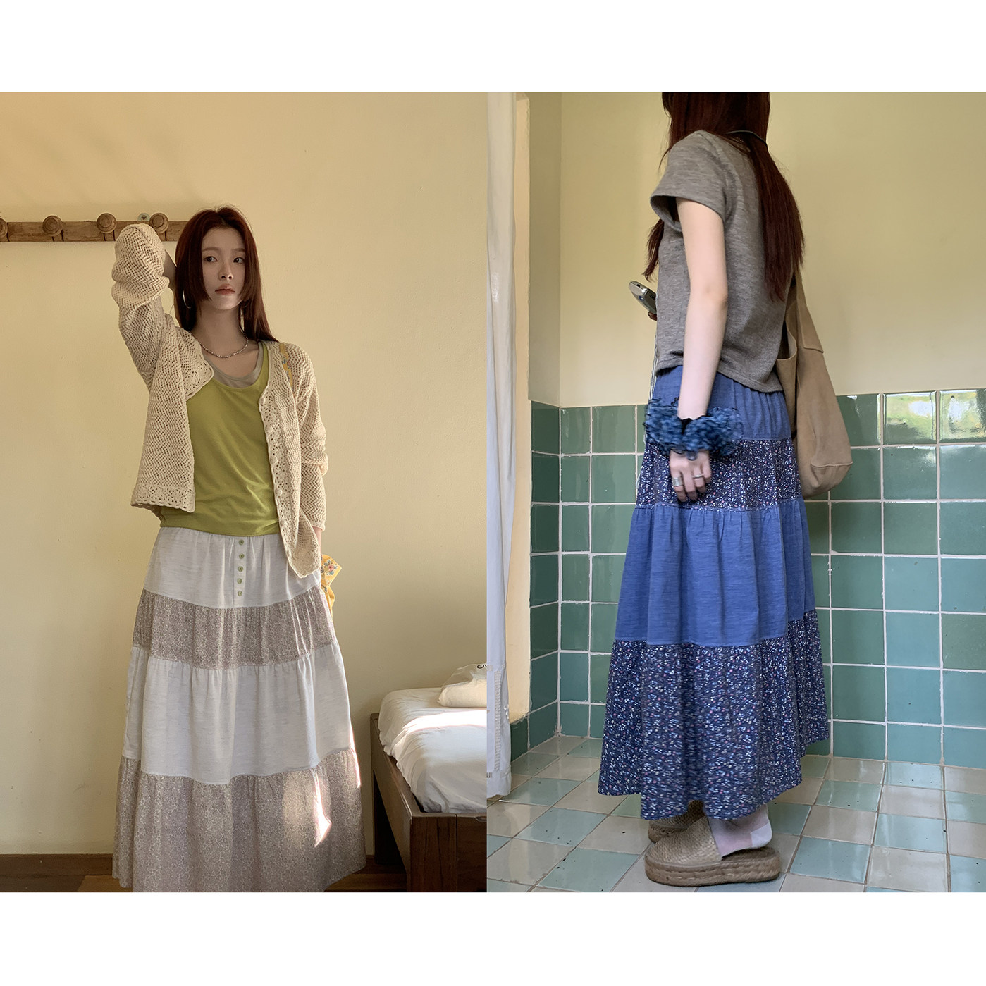 HelloooEat дизайнерская юбка-трапеция с цветочным принтом и вельветовыми вставками весна-лето корейский стиль