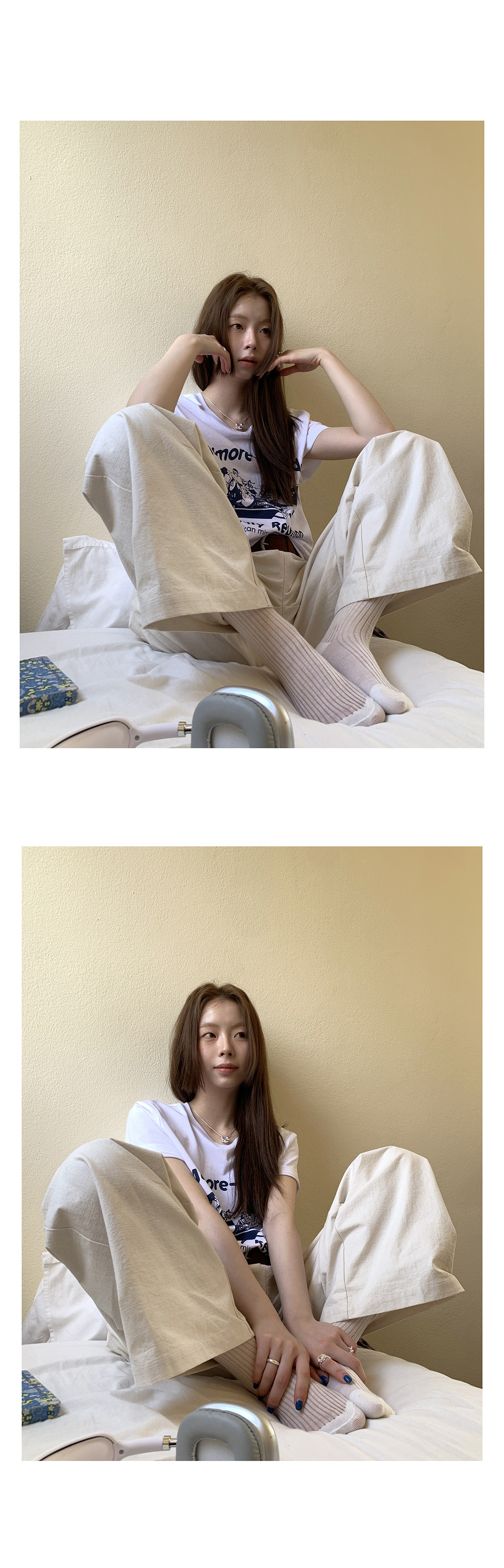 HelloooEat женская футболка с круглым вырезом и буквенным принтом в корейском стиле на весну 2025