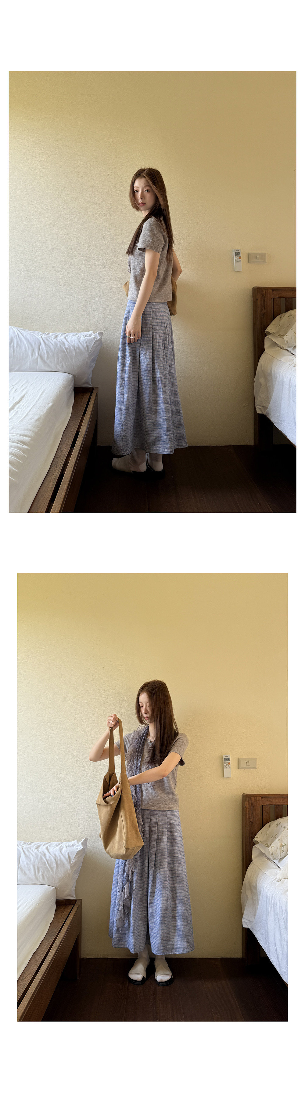 Hellooo Eat свежая сине-фиолетовая клетчатая юбка 2025 ретро плиссированная клетчатая стройнящая длинная юбка