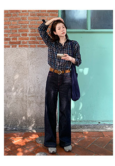 HelloooEat ретро рубашка в клетку с контрастными цветами весенний дизайн женская с отложным воротником приталенная стройнящая с длинными рукавами пиджак