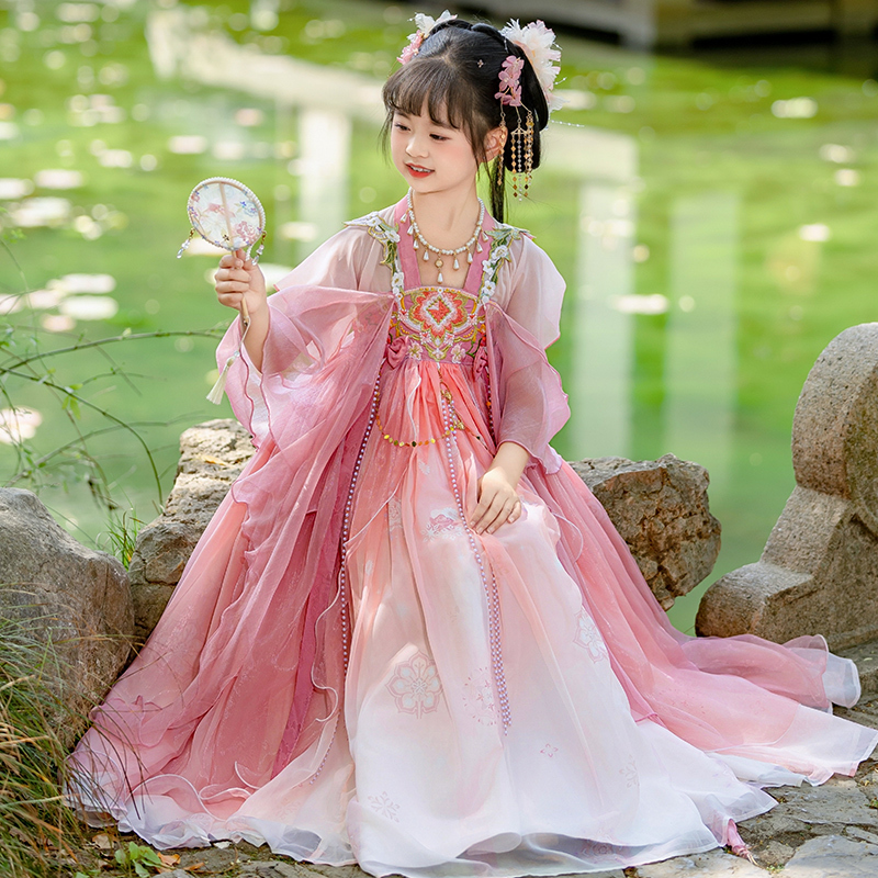 Hanfu-Style Girls' Traditional Chinese Dress Summer Dress 2026 New Children's Fairy-Like Spring Dress Ancient Style Tang Suit Dress Summer Hanfu-Style Girls' Traditional Chinese Dress Summer Dress 2026 New Children's Fairy-Like Spring Dress Ancient Style Tang Suit Dress Summer