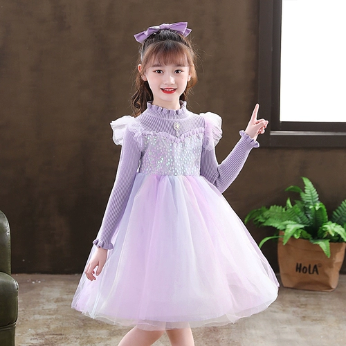 Флисовое платье, осенняя детская юбка, зимний демисезонный наряд маленькой принцессы, коллекция 2023, в западном стиле